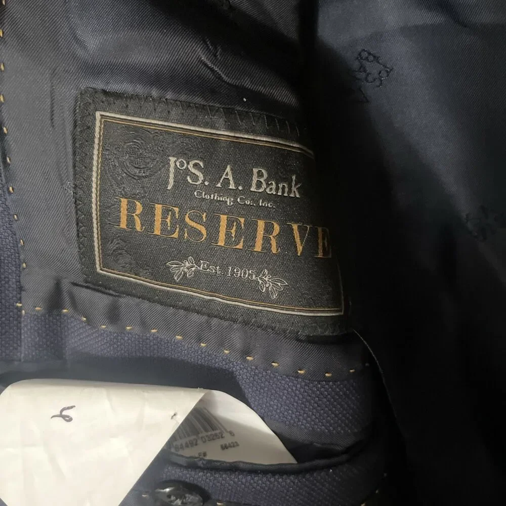 Jos A Bank Reserve 41L Blazer Sport Coat Navy Italian Cerruti Wool Made in USA